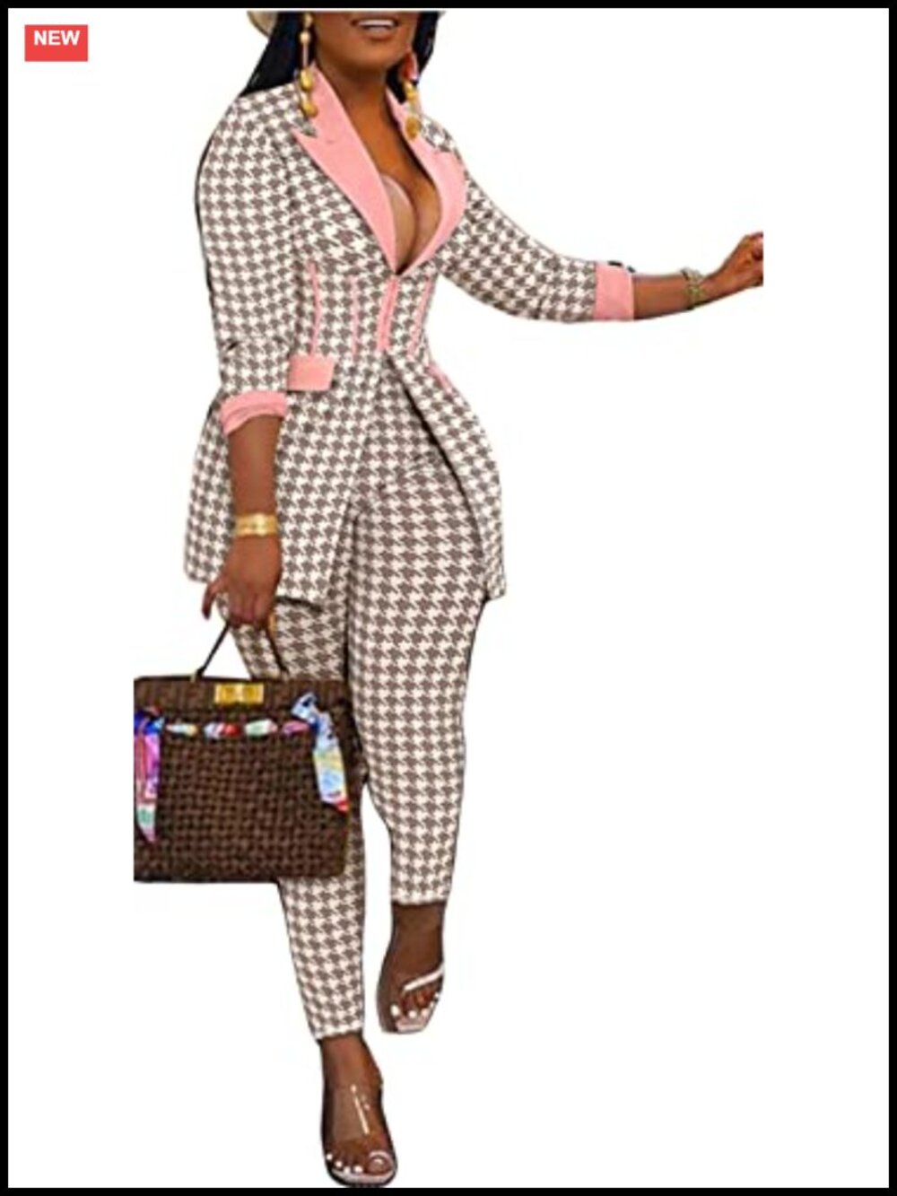 2 Piece Denim Printed Zipper Jacket & Bodycon Pants Clubwear Tracksuit Set